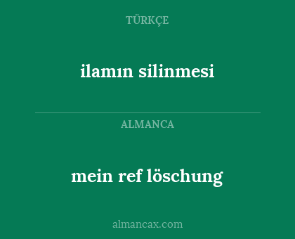 ilamın silinmesi - mein ref löschung