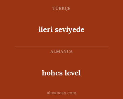 hohes level - ileri seviyede