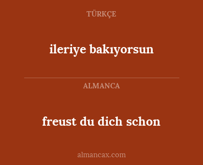 freust du dich schon - ileriye bakıyorsun