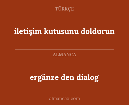 ergänze den dialog - iletişim kutusunu doldurun