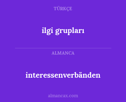 interessenverbänden - ilgi grupları