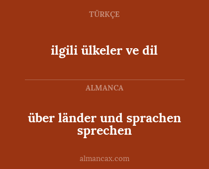 über länder und sprachen sprechen - ilgili ülkeler ve dil