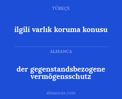 ilgili varlık koruma konusu - der gegenstandsbezogene vermögensschutz