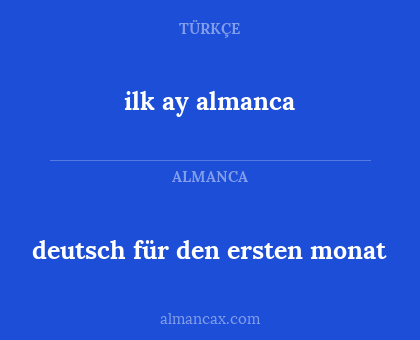 ilk ay almanca - deutsch für den ersten monat