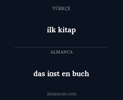 ilk kitap - das i̇st en buch