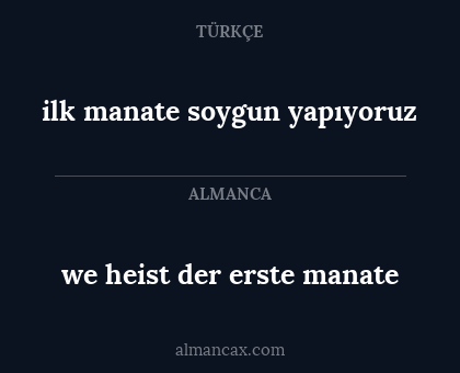 we heist der erste manate - ilk manate soygun yapıyoruz