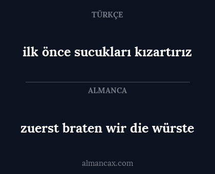 zuerst braten wir die würste - ilk önce sucukları kızartırız