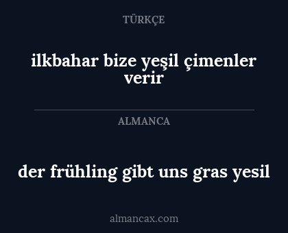 ilkbahar bize yeşil çimenler verir - der frühling gibt uns gras yesil