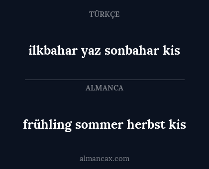 frühling sommer herbst kis - ilkbahar yaz sonbahar kis