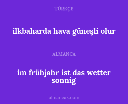 ilkbaharda hava güneşli olur - im frühjahr ist das wetter sonnig