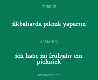 ich habe im frühjahr ein picknick - ilkbaharda piknik yaparım