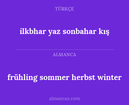 frühling sommer herbst winter - ilkbhar yaz sonbahar kış
