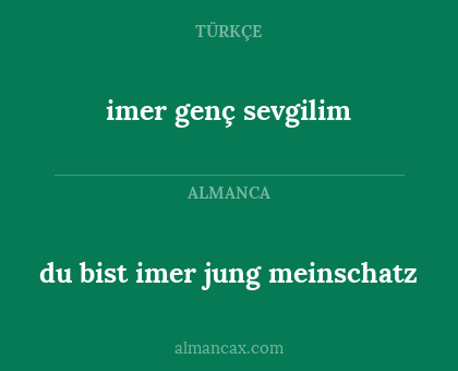 imer genç sevgilim - du bist imer jung meinschatz