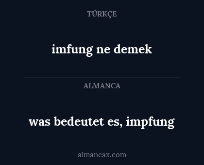 was bedeutet es, impfung - imfung ne demek