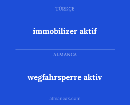 immobilizer aktif - wegfahrsperre aktiv