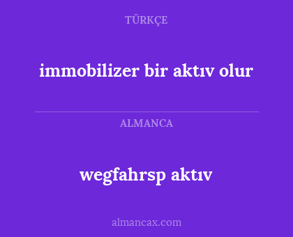 wegfahrsp aktıv - immobilizer bir aktıv olur
