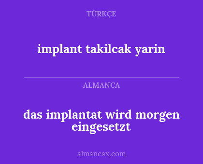 implant takilcak yarin - das implantat wird morgen eingesetzt