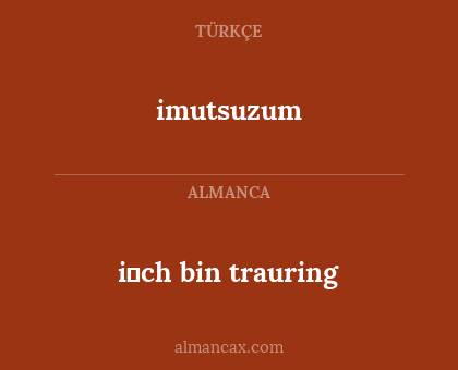 imutsuzum - i̇ch bin trauring