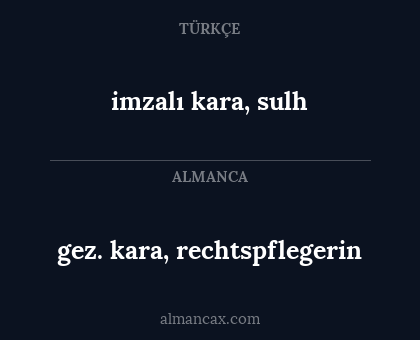 imzalı kara, sulh - gez. kara, rechtspflegerin