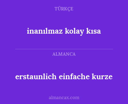 erstaunlich einfache kurze - inanılmaz kolay kısa