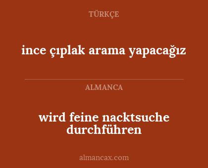 ince çıplak arama yapacağız - wird feine nacktsuche durchführen