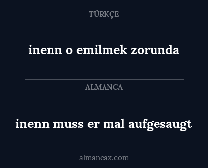 inenn muss er mal aufgesaugt - inenn o emilmek zorunda