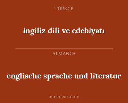 ingiliz dili ve edebiyatı - englische sprache und literatur