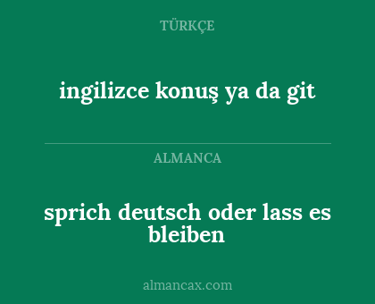 sprich deutsch oder lass es bleiben - ingilizce konuş ya da git