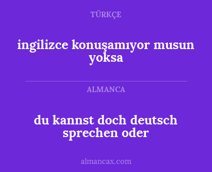 ingilizce konuşamıyor musun yoksa - du kannst doch deutsch sprechen oder