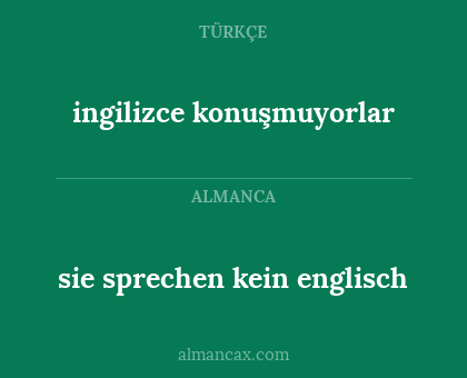 sie sprechen kein englisch - ingilizce konuşmuyorlar