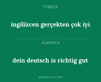 dein deutsch is richtig gut - ingilizcen gerçekten çok iyi