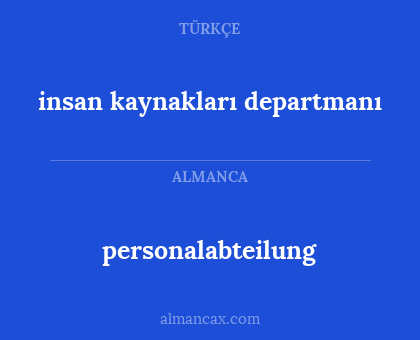 insan kaynakları departmanı - personalabteilung