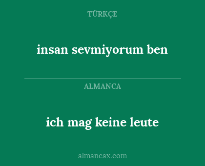 insan sevmiyorum ben - ich mag keine leute