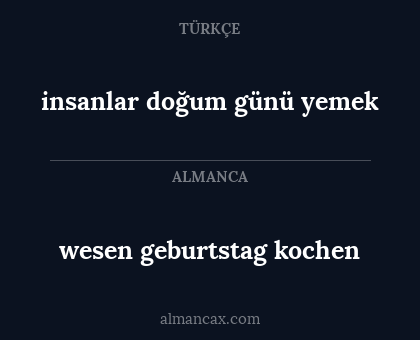 insanlar doğum günü yemek - wesen geburtstag kochen