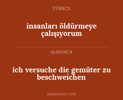 insanları öldürmeye çalışıyorum - ich versuche die gemüter zu beschweichen