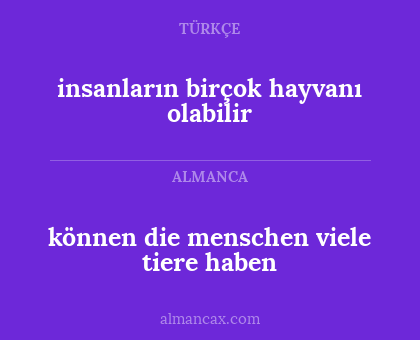 insanların birçok hayvanı olabilir - können die menschen viele tiere haben