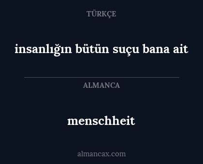 menschheit - insanlığın bütün suçu bana ait