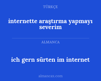 internette araştırma yapmayı severim - ich gern sürten im internet