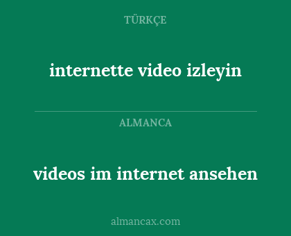 internette video izleyin - videos im internet ansehen