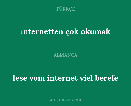 lese vom internet viel berefe - internetten çok okumak