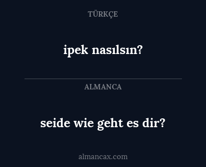 ipek nasılsın? - seide wie geht es dir?