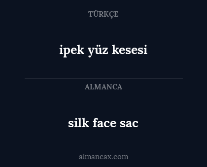 silk face sac - ipek yüz kesesi