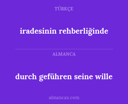 durch geführen seine wille - iradesinin rehberliğinde