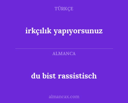 du bist rassistisch - irkçılık yapıyorsunuz