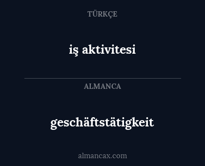 geschäftstätigkeit - iş aktivitesi