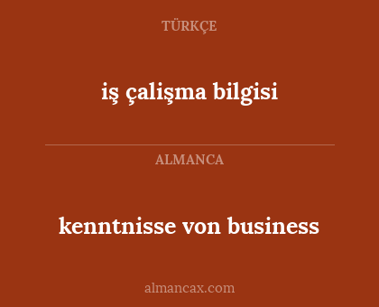 iş çalişma bilgisi - kenntnisse von business