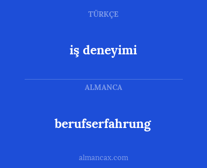 berufserfahrung - iş deneyimi