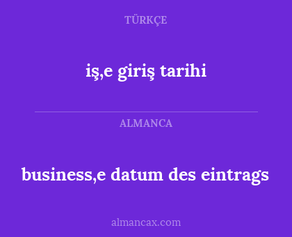 business,e datum des eintrags - iş,e giriş tarihi