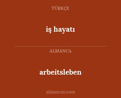 iş hayatı - arbeitsleben