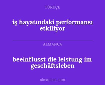 iş hayatındaki performansı etkiliyor - beeinflusst die leistung im geschäftsleben